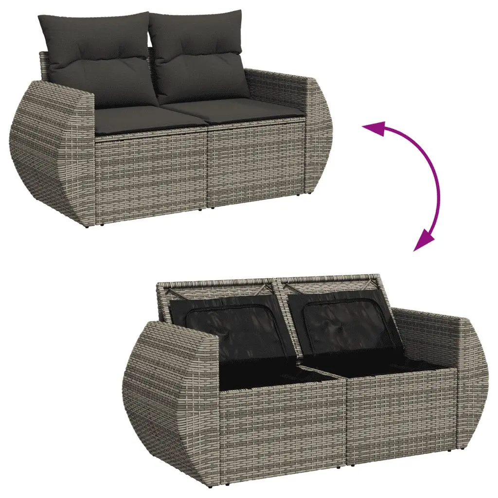 3 Piece Grey Poly Rattan Garden Sofa Set