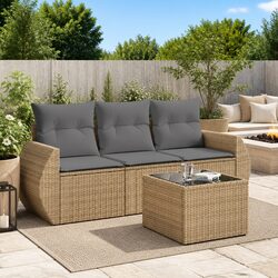 Durable 4 Piece Garden Sofa Set in Beige with Cushions