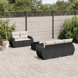Black 6-Piece Garden Sofa Set for Outdoor Relaxation