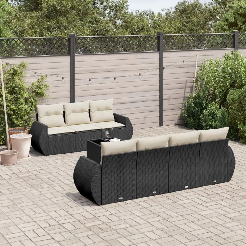 Garden Sofa Set PE Rattan 8 Piece Modular Outdoor Furniture Black
