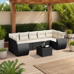 Black Modular Garden Sofa Set - 8 Piece Patio Furniture