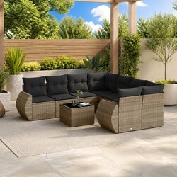 High-Quality 9 Piece Grey Garden Sofa Set with Storage
