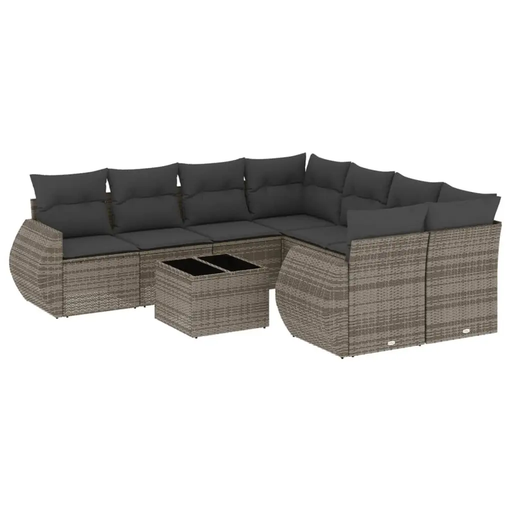 9 Piece Grey Garden Sofa Set with Storage