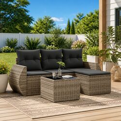 Durable 5-Piece Outdoor Garden Sofa Set in Grey