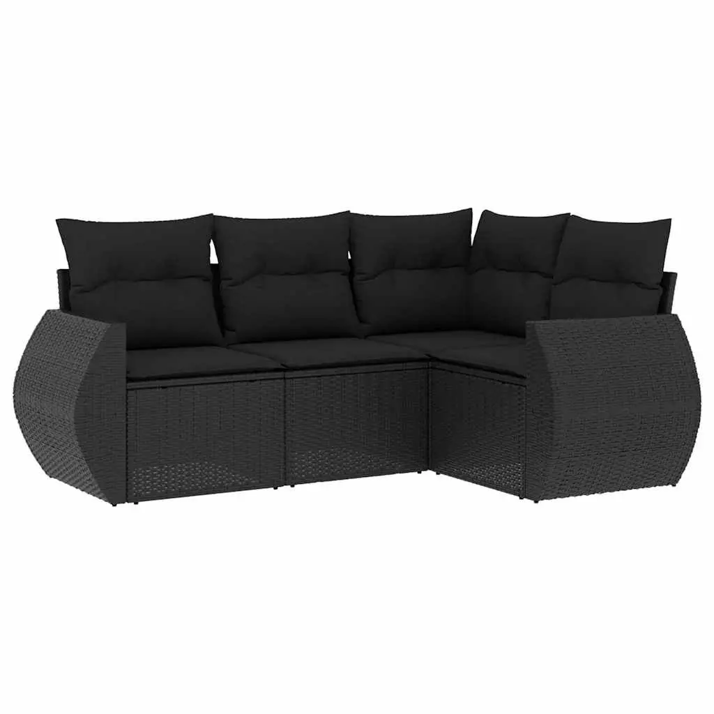 Black 4-Piece Outdoor Sofa Set with Storage