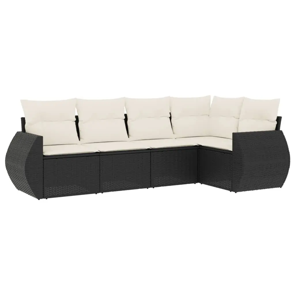 Garden Sofa Set PE Rattan 5 Piece Outdoor Furniture Black Patio Lounge