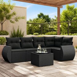 Premium 6-Piece Outdoor Sofa Set in Black Poly Rattan