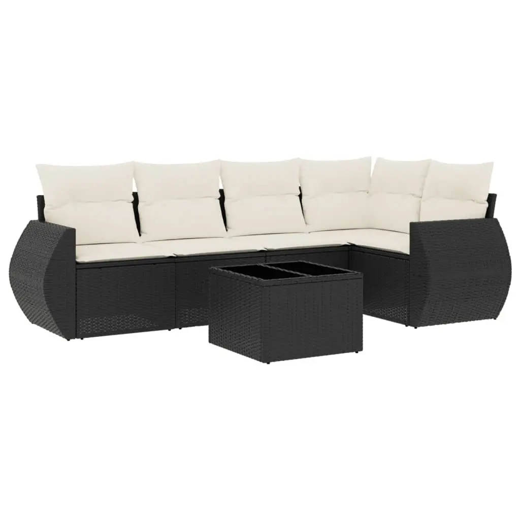 Garden Sofa Set PE Rattan 6 Piece Outdoor Furniture Black Patio Lounge
