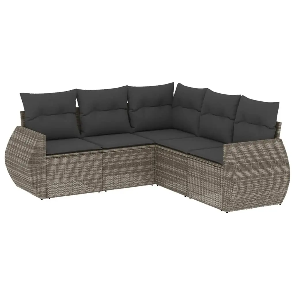 5-Piece Outdoor Sofa Set in Grey Poly Rattan