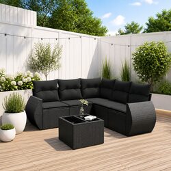 Stylish 6-Piece Black Garden Sofa Set for Outdoor Use