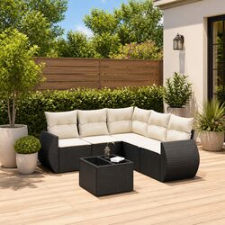 Premium 6-Piece Outdoor Garden Sofa Set in Black Rattan
