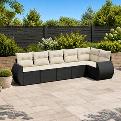 Premium 6 Piece Modular Black Poly Rattan Garden Sofa Set