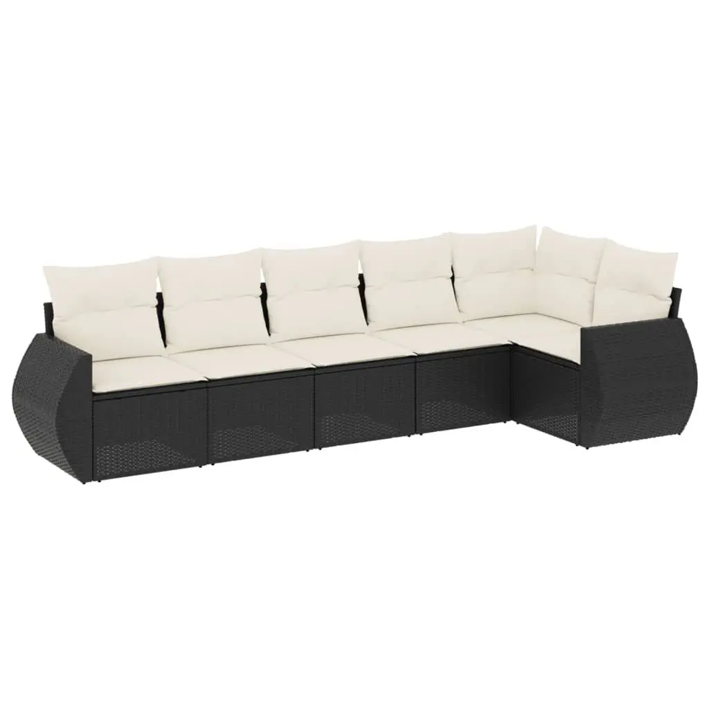 6 Piece Modular Black Poly Rattan Garden Sofa Set