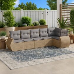 Durable 6 Piece Outdoor Garden Sofa Set with Cushions