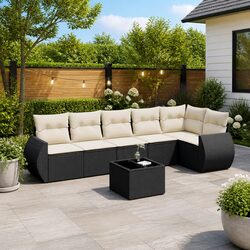 Durable 7 Piece Garden Sofa Set with Cushions Storage
