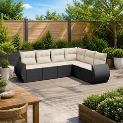 Durable 6 Piece Modular Garden Sofa Set with Cushions