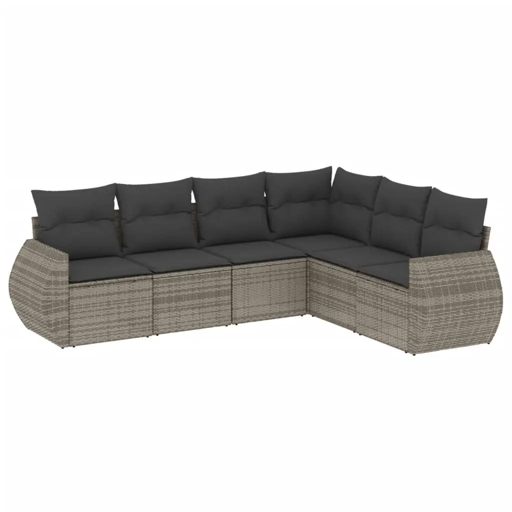 Grey Poly Rattan 6-Piece Modular Garden Sofa Set