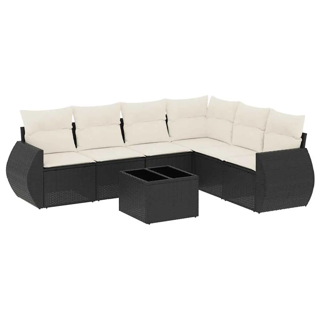 7 Piece Garden Sofa Set PE Rattan Modular Outdoor Patio Furniture with Cushions Storage Black