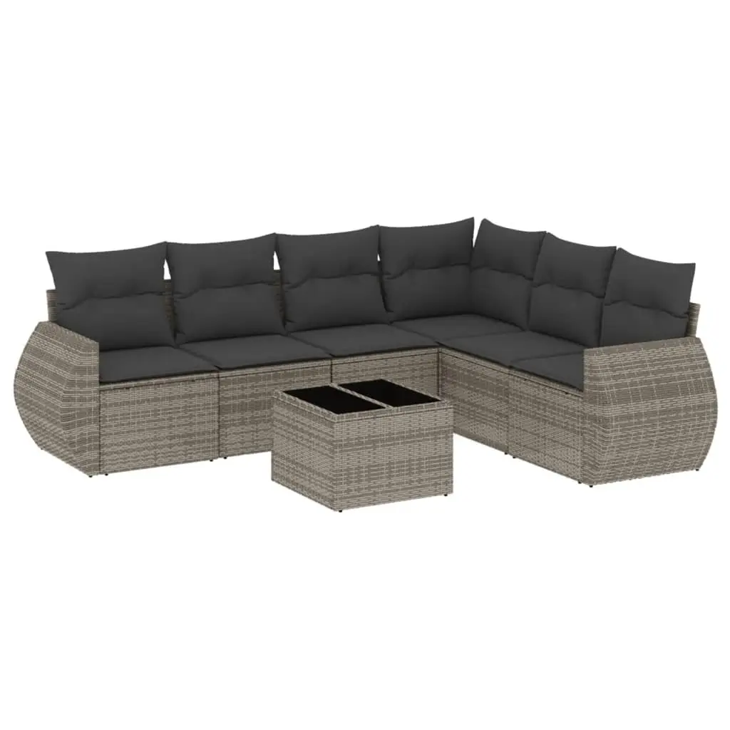 7 Piece Grey Garden Sofa Set with Storage