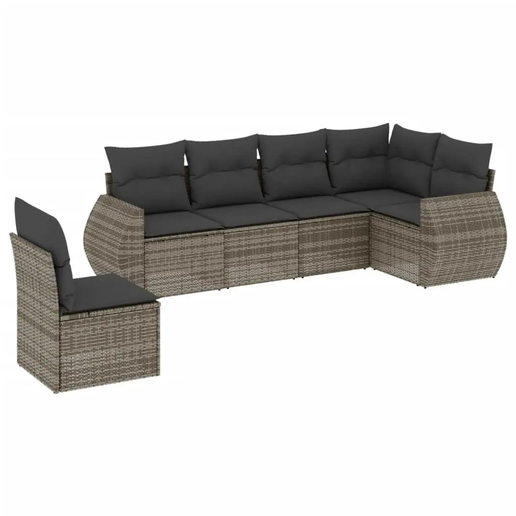 Garden Sofa Set Poly Rattan 6 Piece Outdoor Furniture Grey
