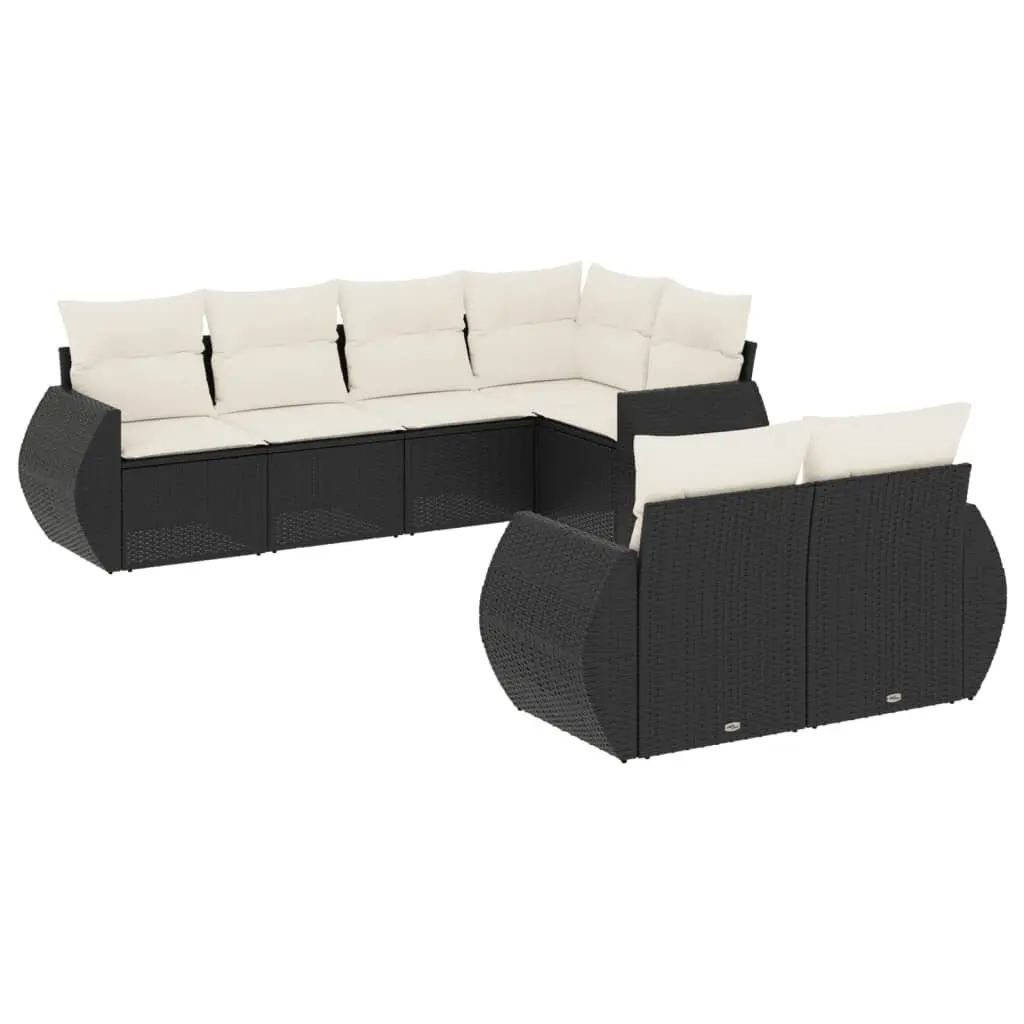 Garden Sofa Set PE Rattan 7 Piece Outdoor Furniture Black