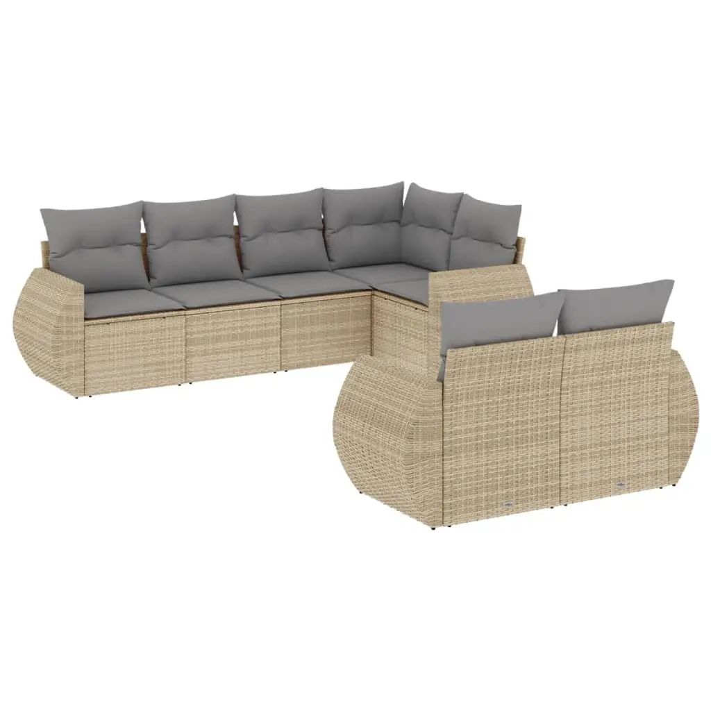 7 Piece Outdoor Garden Sofa Set Beige PE Rattan