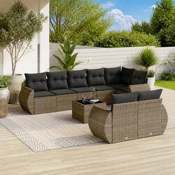 9-Piece Grey Modular Garden Sofa Set for Outdoor Living
