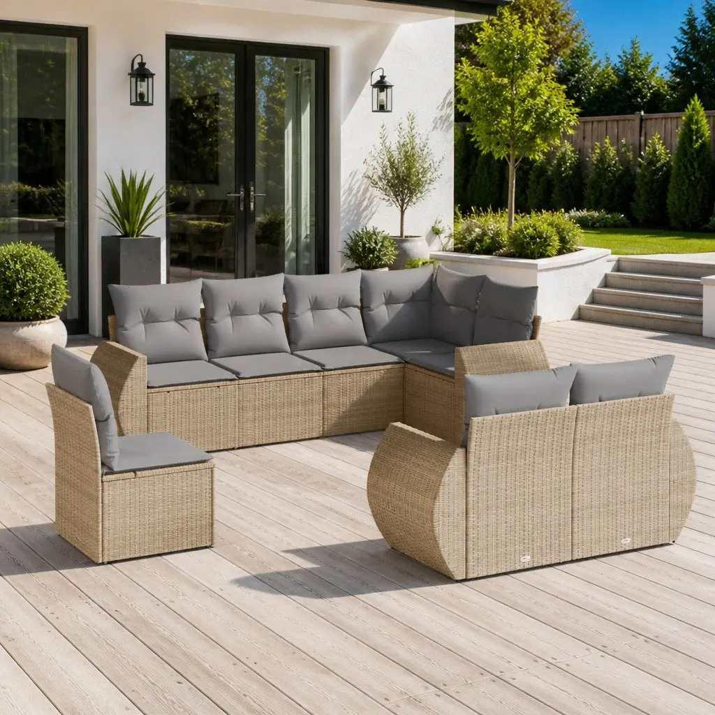 8-Piece Modular Patio Sofa Set with Storage Cushions