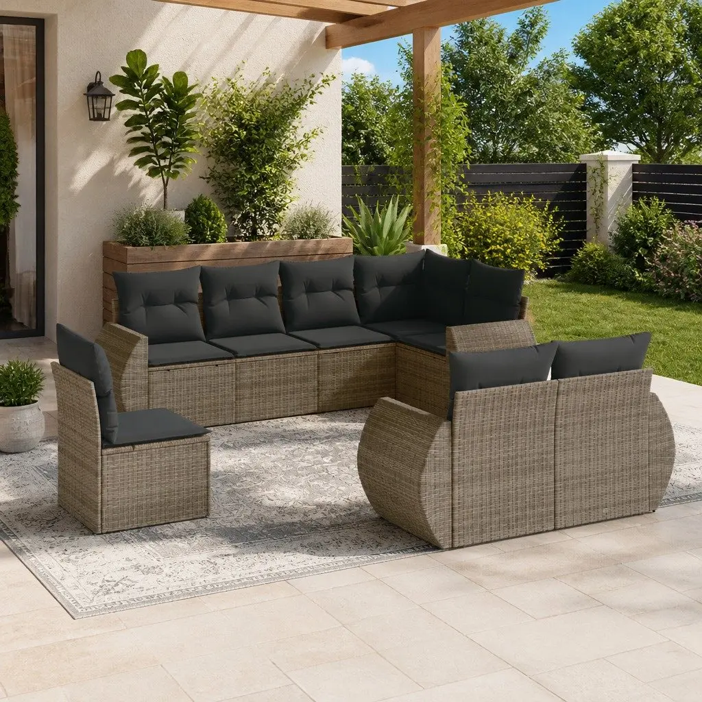 Garden Sofa Set PE Rattan 8 Piece Modular Outdoor Furniture Grey Patio Lounge