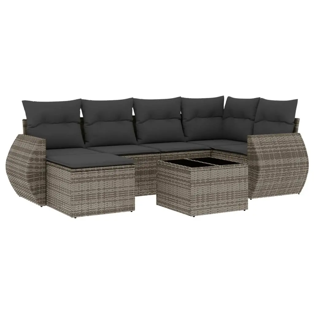 7 Piece Garden Sofa Set PE Rattan Modular Outdoor Furniture with Cushions Grey