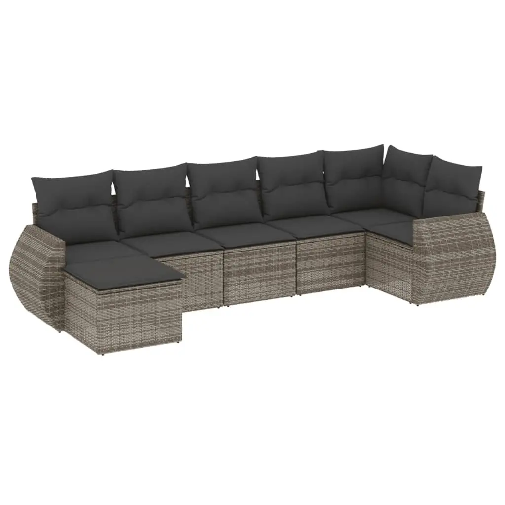 Garden Sofa Set PE Rattan 7 Piece Modular Outdoor Furniture Grey