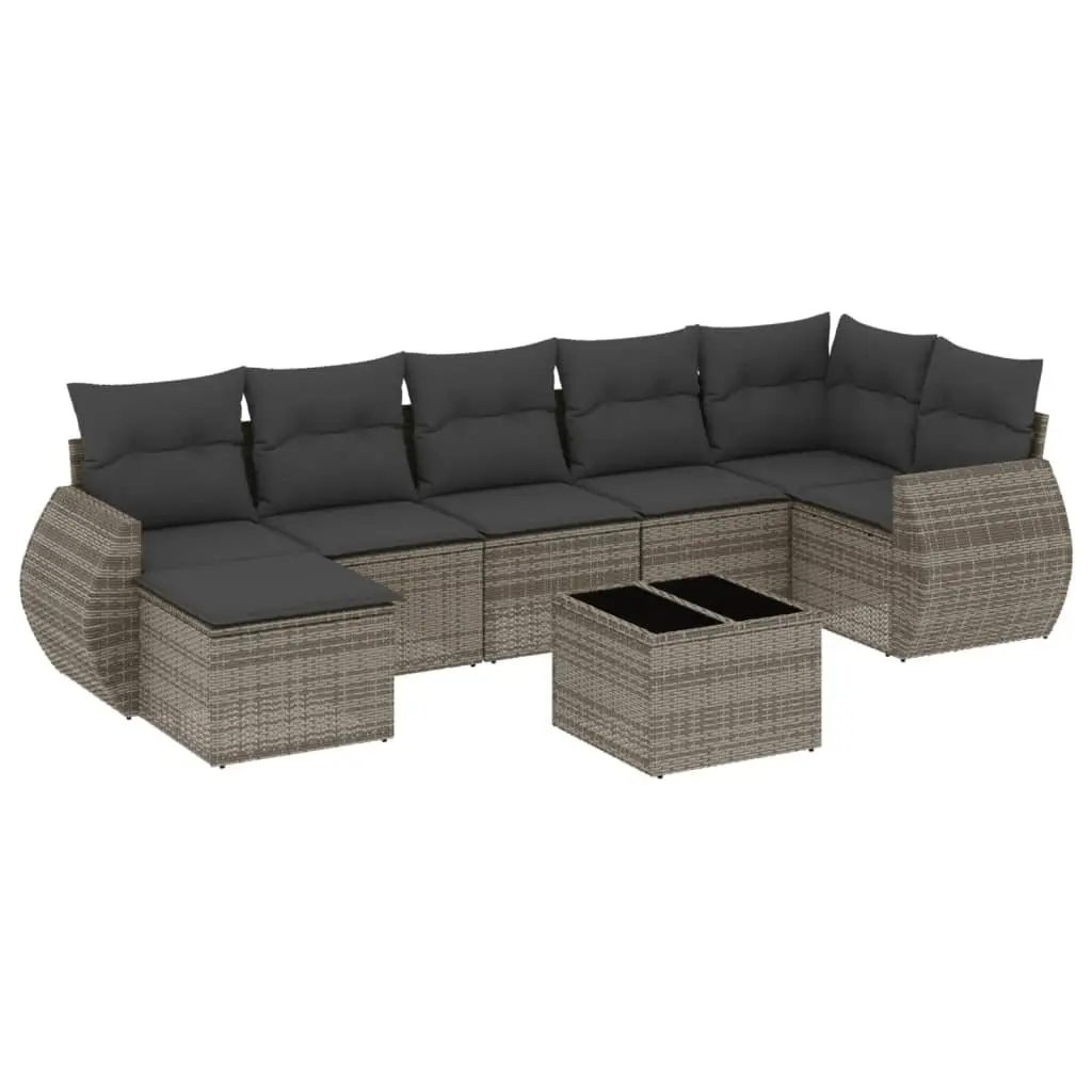 Garden Sofa Set PE Rattan 8 Piece Modular Outdoor Furniture Grey Patio Lounge