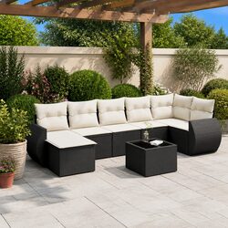 7 Piece Modular Garden Sofa Set in Black Poly Rattan