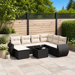Premium 8 Piece Modular Black Poly Rattan Sofa Set