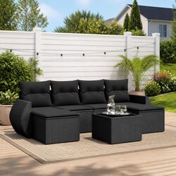 Premium 7 Piece Outdoor Sofa Set with Storage in Black