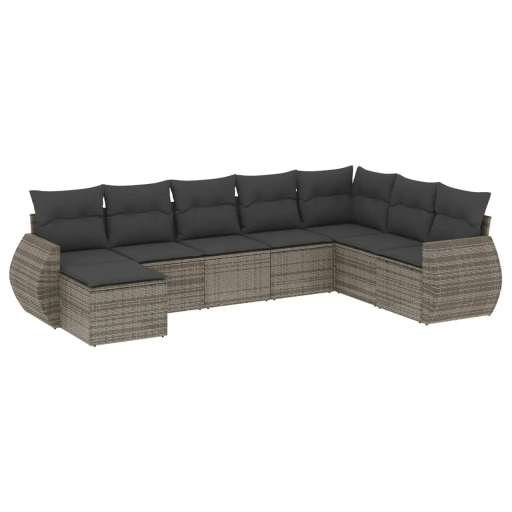 8-Piece Modular Grey Outdoor Garden Sofa Set