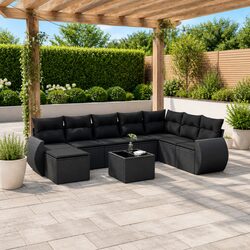 Premium 9 Piece Modular Garden Sofa Set with Cushions
