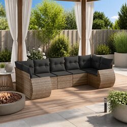 Premium 7 Piece Grey Poly Rattan Garden Sofa Set