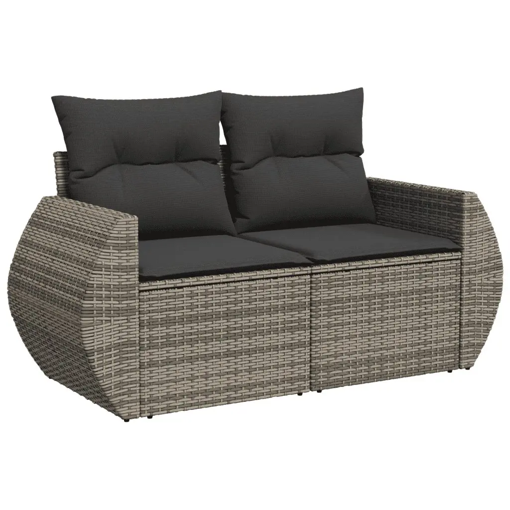 7 Piece Grey Poly Rattan Garden Sofa Set