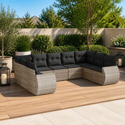 Exceptional 9 Piece Grey Rattan Garden Sofa Set