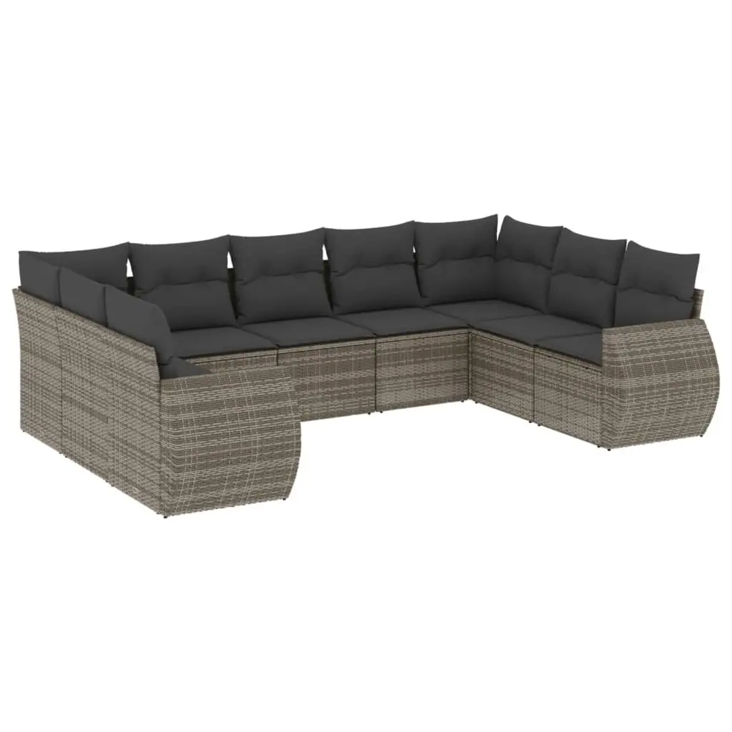 Garden Sofa Set 9 Piece Outdoor Furniture Patio Seating Grey Rattan with
