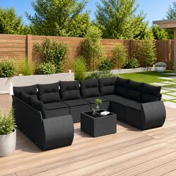 Premium 10 Piece Modular Garden Sofa Set in Black
