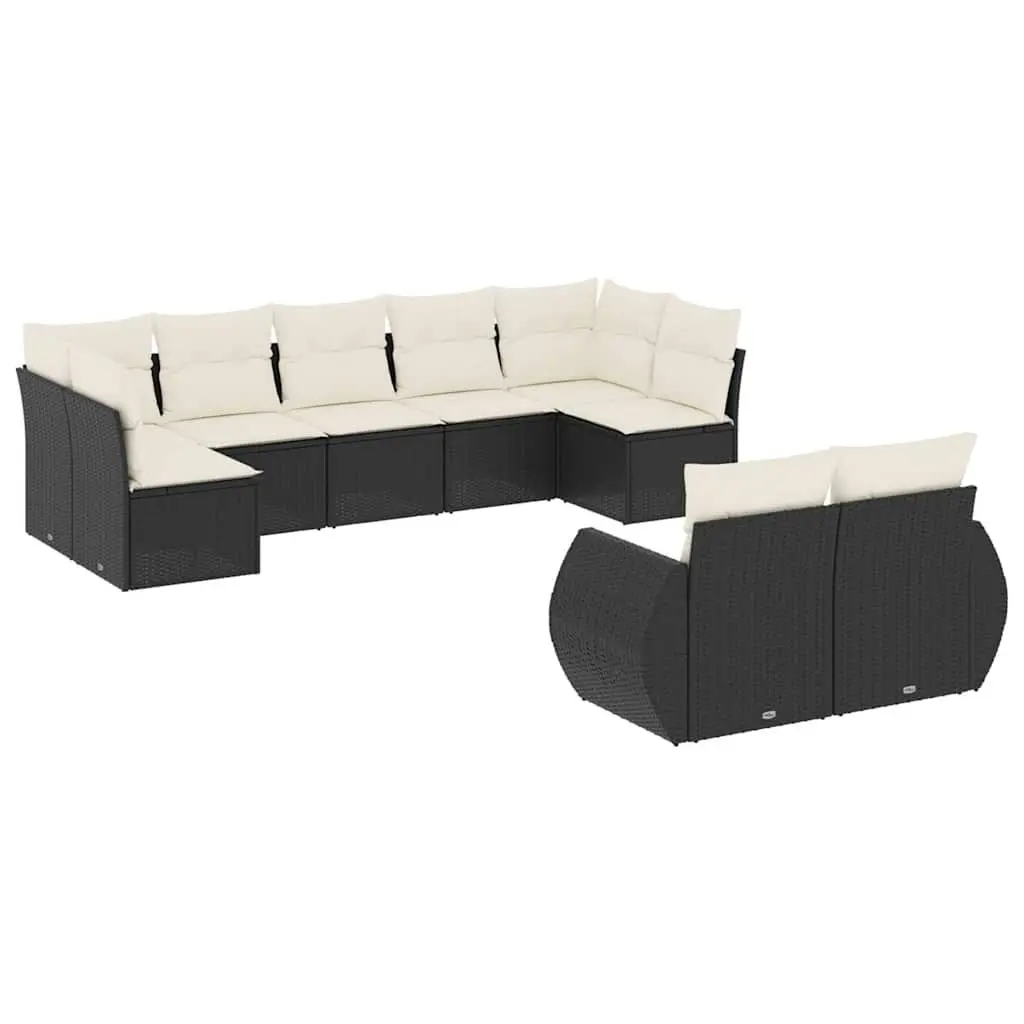 Garden Sofa Set 9 Piece Outdoor Furniture Patio Seating Black Poly Rattan