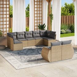 Premium 9-Piece Beige Garden Sofa Set Modular Design