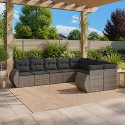High-Quality Grey Modular 9 Piece Garden Sofa Set
