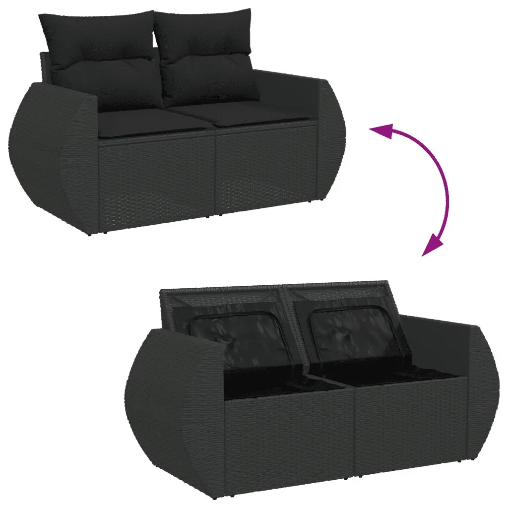Garden Sofa Set PE Rattan 10 Piece Modular Outdoor Furniture Black