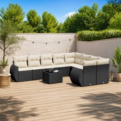 Durable Black Poly Rattan Garden Sofa Set 10 Piece