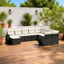 Durable 10 Piece Outdoor Garden Sofa Set with Cushions