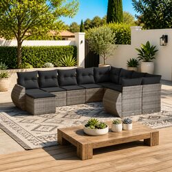 10-Piece Grey Modular Garden Sofa Set for Outdoor Living
