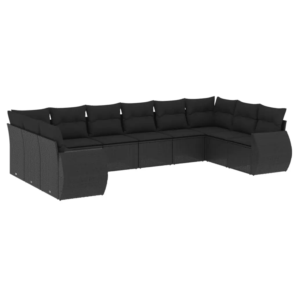 10-Piece Modular Garden Sofa Set in Black